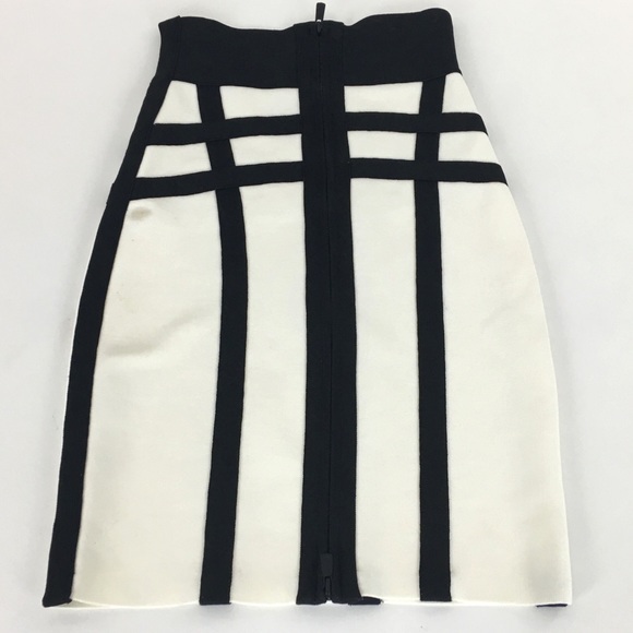 Herve Leger Bandage Pencil Skirt XS Black White - Picture 5 of 7